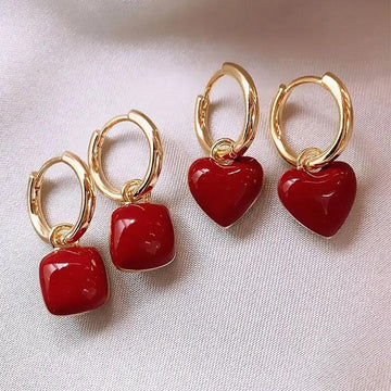 זוג עגילי חישוק עם תליון מעוצב | ג'סטה שופ | Jesta Shop