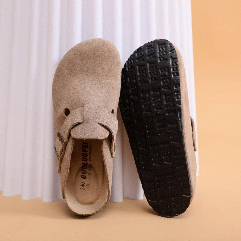 כפכפי עור אורטופדיים מבד זמש דגם בוסטון | ג'סטה שופ | Jesta Shop