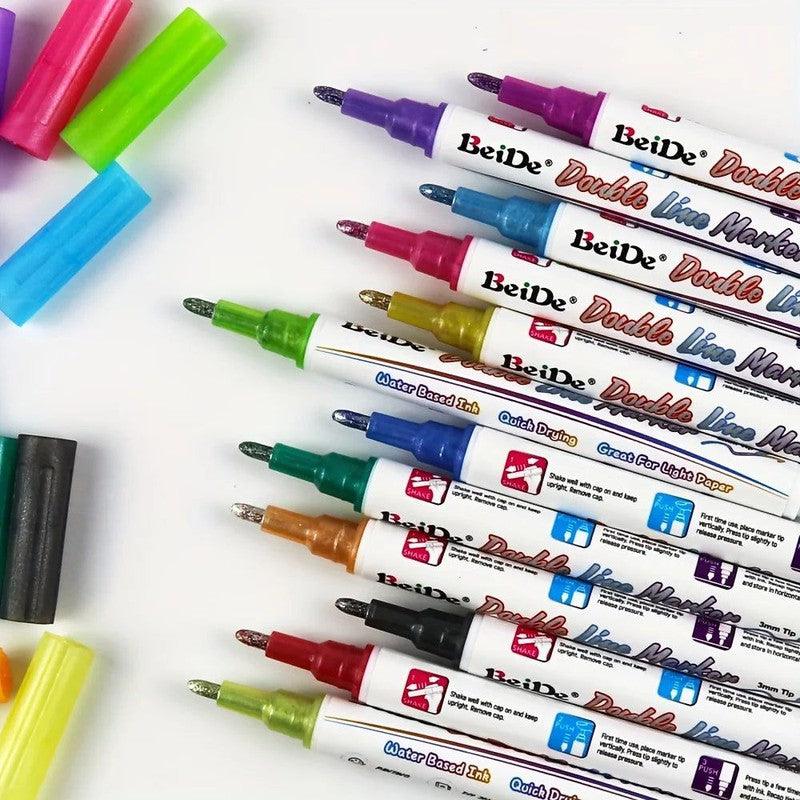 ערכת 12 טושים מתכתיים עם קווי מתאר | ג'סטה שופ | Jesta Shop