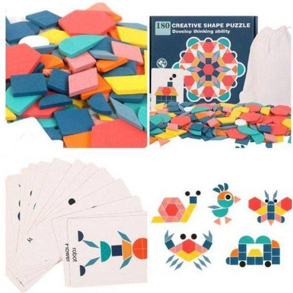 פאזל צורות גאומטריות דקורטיבי מעץ | ג'סטה שופ | Jesta Shop