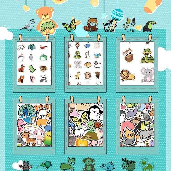 חבילת 100 מדבקות לילדים בעיצוב בעלי חיים | ג'סטה שופ | Jesta Shop