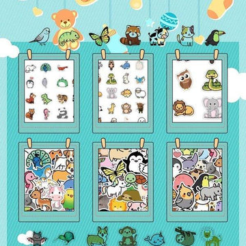 חבילת 100 מדבקות לילדים בעיצוב בעלי חיים | ג'סטה שופ | Jesta Shop