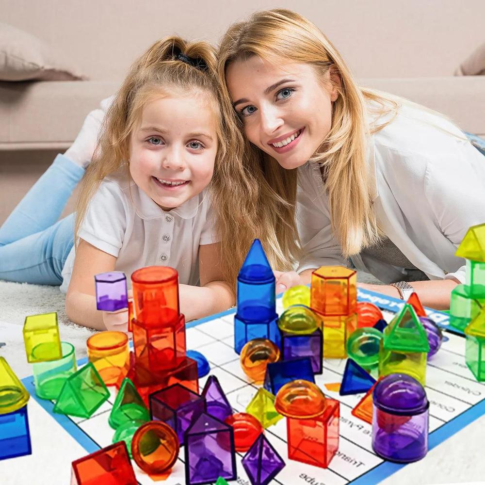 חבילת 60 צורות גאומטריות תלת-מימדיות שקופות לילדים | ג'סטה שופ | Jesta Shop