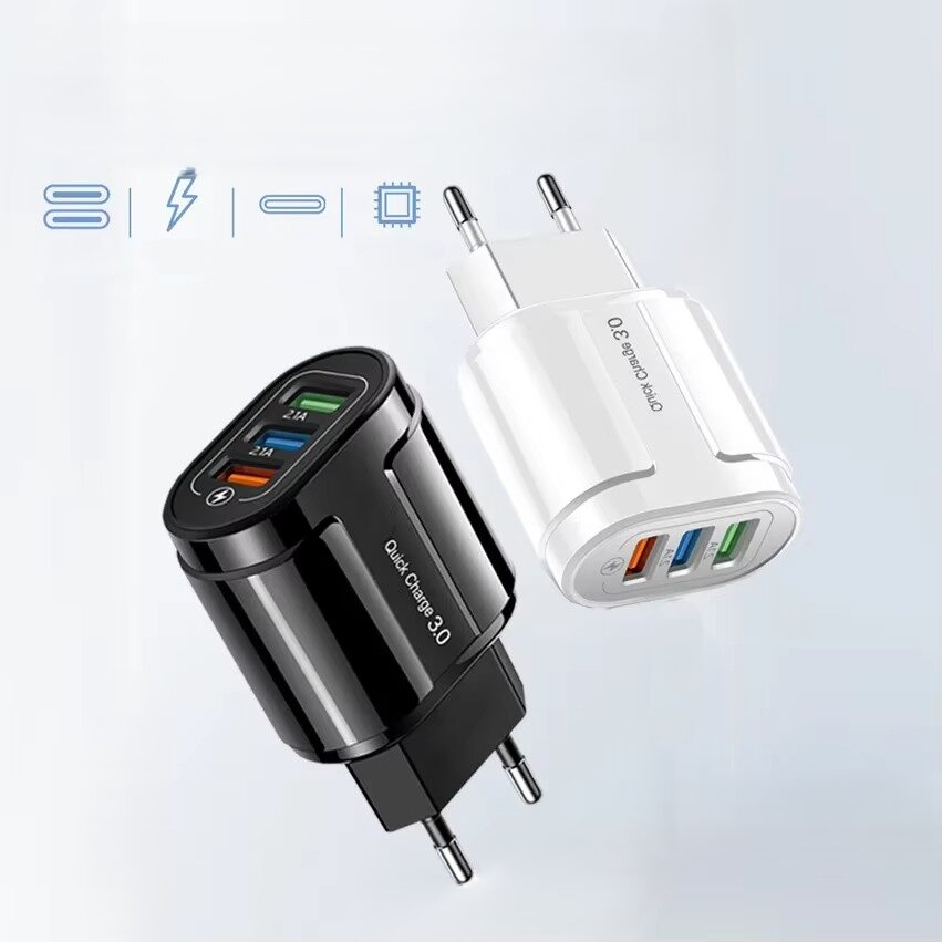 מתאם USB 3A לטעינה מהירה 3 יציאות | ג'סטה שופ | Jesta Shop