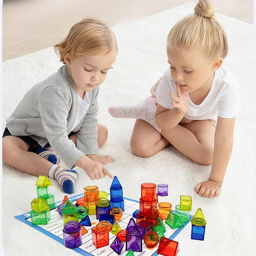 חבילת 60 צורות גאומטריות תלת-מימדיות שקופות לילדים | ג'סטה שופ | Jesta Shop