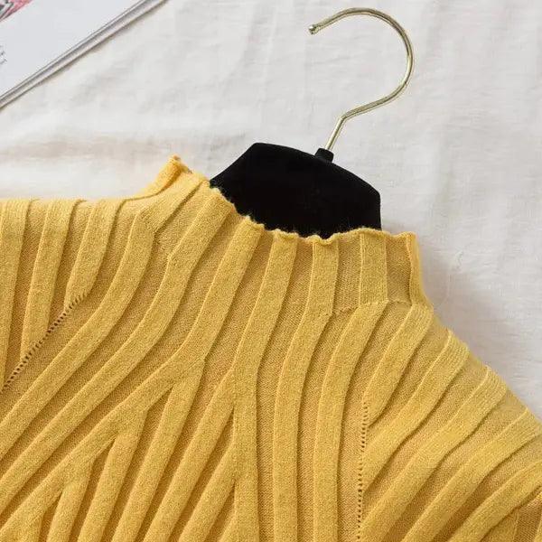 סוודר אופנתי סרוג לנשים שרוול ארוך עם צווארון גולף | ג'סטה שופ | Jesta Shop