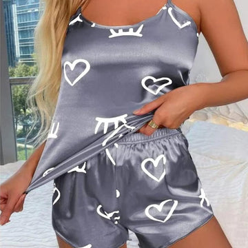 סט גופיה ומכנס סאטן קצרים לנשים | ג'סטה שופ | Jesta Shop