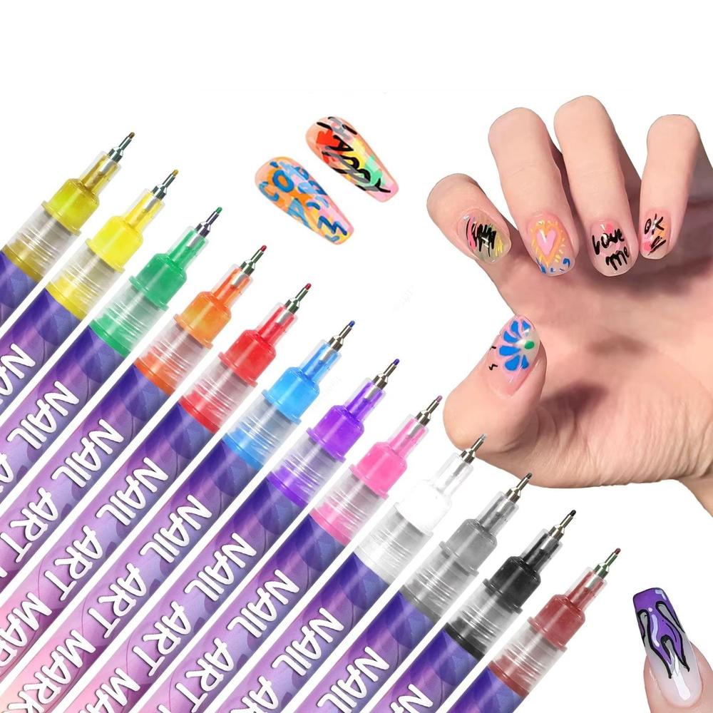 סט 12 עטים אקריליים לציפורניים עמיד למים | ג'סטה שופ | Jesta Shop