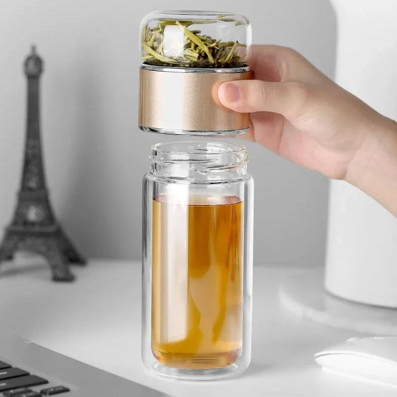 בקבוק זכוכית לחליטת תה דו-שכבתית עם מסנן מובנה | ג'סטה שופ | Jesta Shop