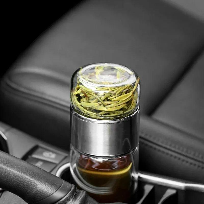 בקבוק זכוכית לחליטת תה דו-שכבתית עם מסנן מובנה | ג'סטה שופ | Jesta Shop