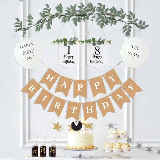 שלט יום הולדת שמח מנייר דגלונים HAPPY BIRTHDAY | ג'סטה שופ | JestaShop