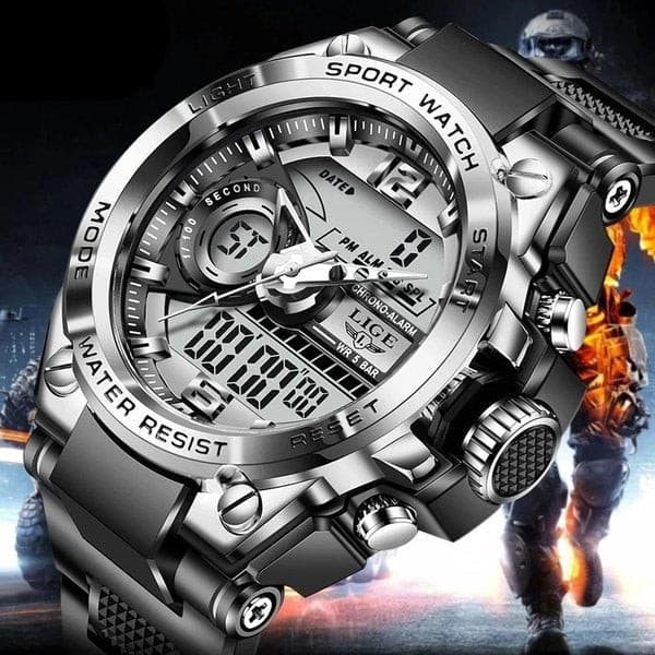 שעון ספורט טקטי דיגיטלי לגברים עמיד במים בסגנון צבאי | ג'סטה שופ | JestaShop