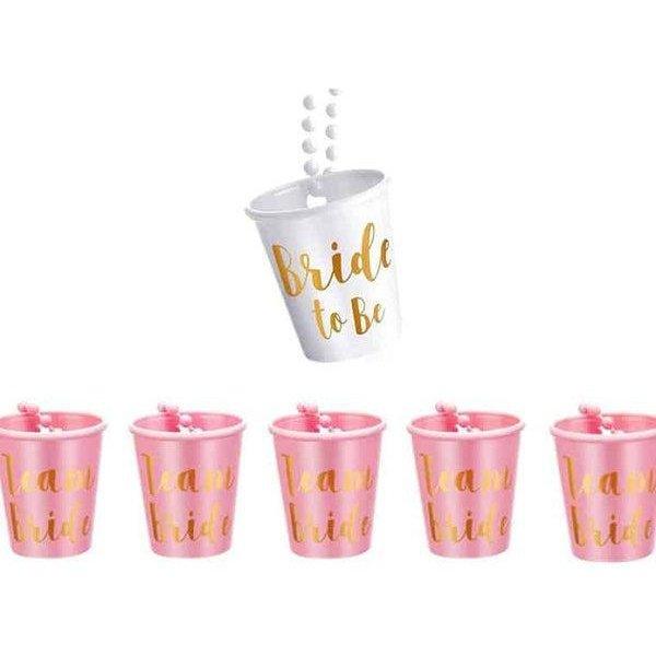 חבילת 6 כוסות פלסטיק למסיבת רווקות TEAM BRIDE | ג'סטה שופ | JestaShop